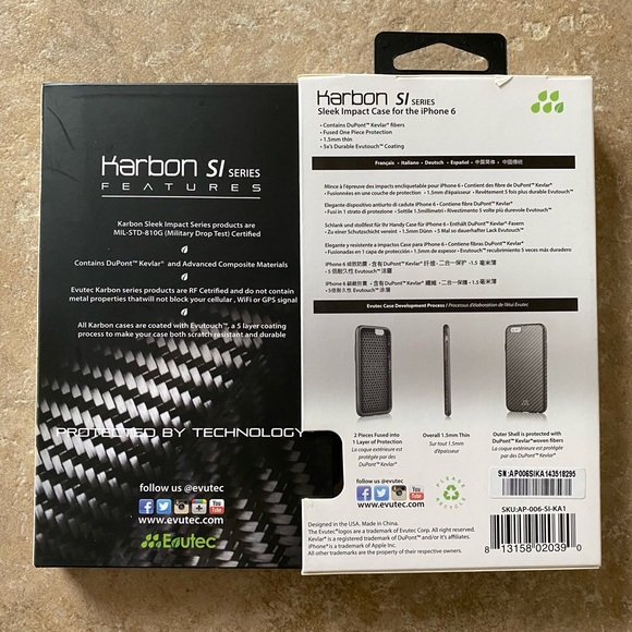 Evutec Karbon SI Series Black Case for Apple iPhone 6, 6S, 7, or 8 - Brand New - Picture 4 of 4